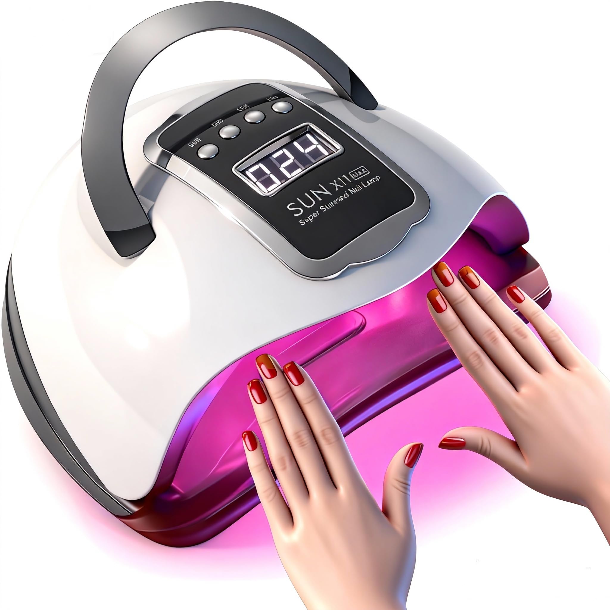 Lampe à ongles UV LED 280 W - Pour vernis à ongles gel - Avec 66 perles de lampe et capteur automatique - 4 réglages de minuterie - Outils de nail art professionnels