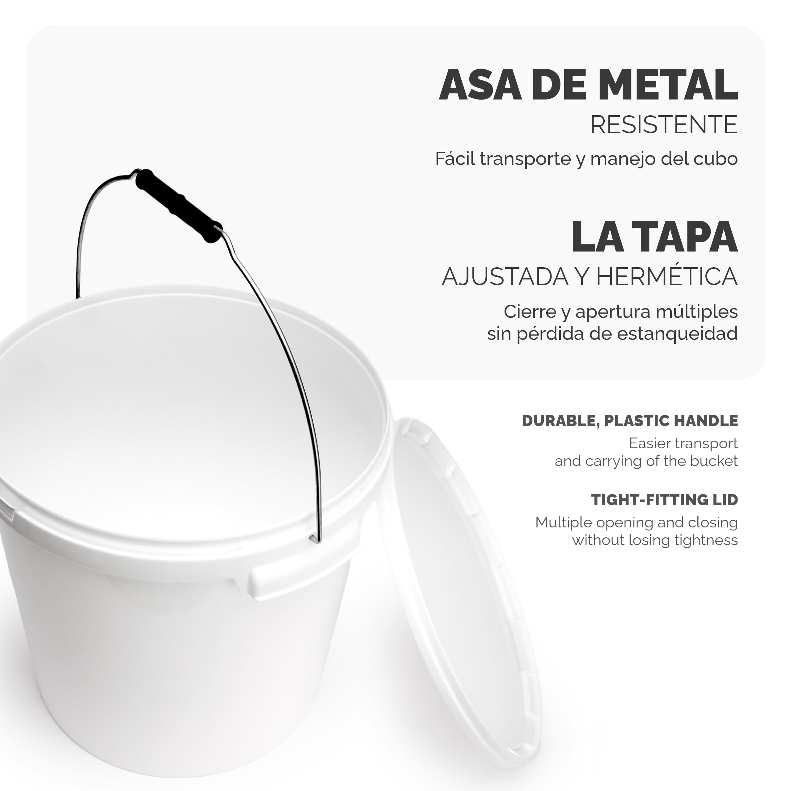 Garronda Cubo con tapa 20 L para el almacenamiento de productos alimenticios y químicos 1 Piezas Blanco GD-0071