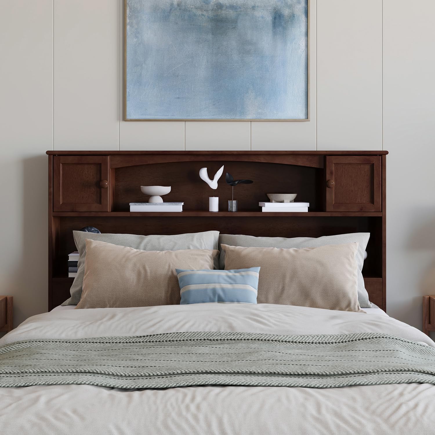 HomeStock Full Bookcase Headboard in Walnut
