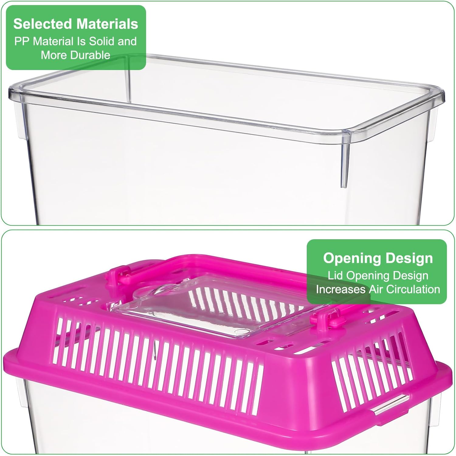 YARNOW 12 Pcs Plastic Fish Tank with Lid, Reptile Carrier Cage, Clear Critter Keeper for Goldfish Turtle Tarantula Snake, Random Color,5. 9 X 3. 7 X 4. 3 Inch