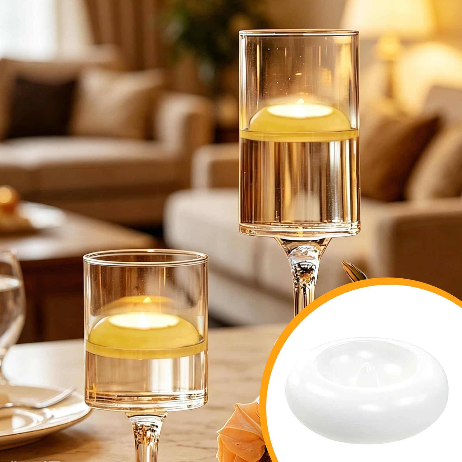 BORDEAG 24 Candele Galleggianti A LED, 7,3 Cm, Candele Galleggianti Tremolanti Bianche Per Piscina, Bagno, Fontana, 200 Ore Di Funzionamento A Batteria