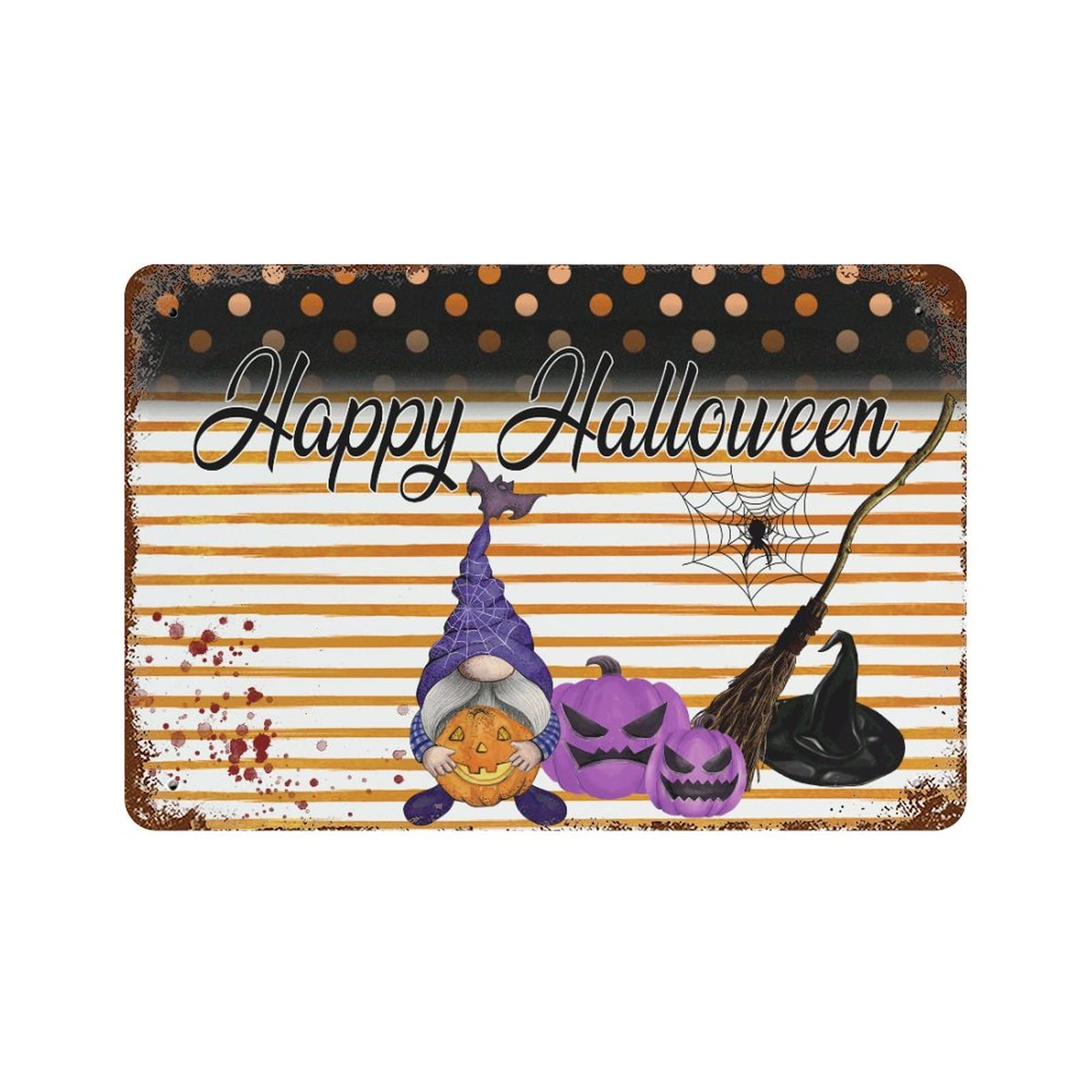 Panneau en métal Happy Halloween Jack O Lantern déco 30x45cm