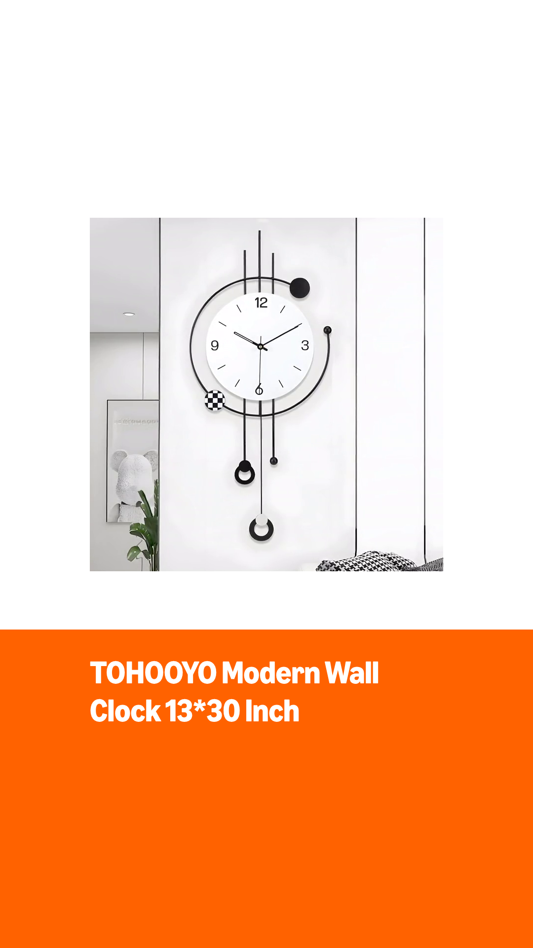 Reloj de pared moderno grande con péndulo 13x30 pulgadas miniatura 7
