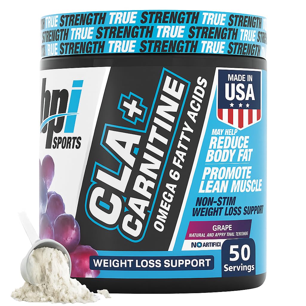 BPI Sports CLA+Carnitine – CLA L Carnitine & Linoleic Acid – L Carnitine Supplement for Weight Loss, Metabolism & Lean Muscle – Caffeine Free – Grape – 50 Servings – 12.34 oz