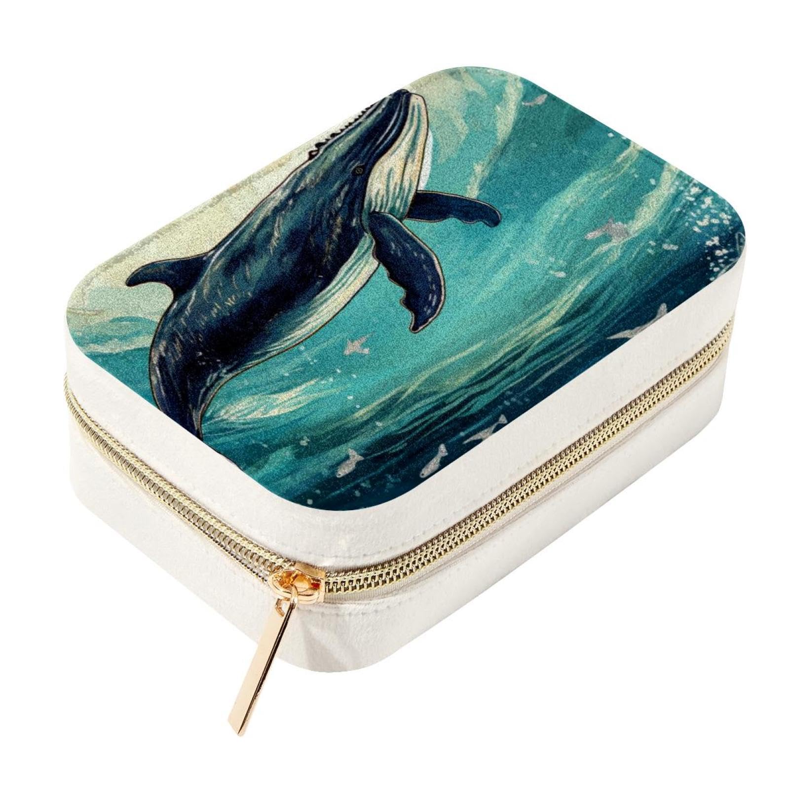 Boîte à bijoux élégante motif baleine avec double rangement spacieux