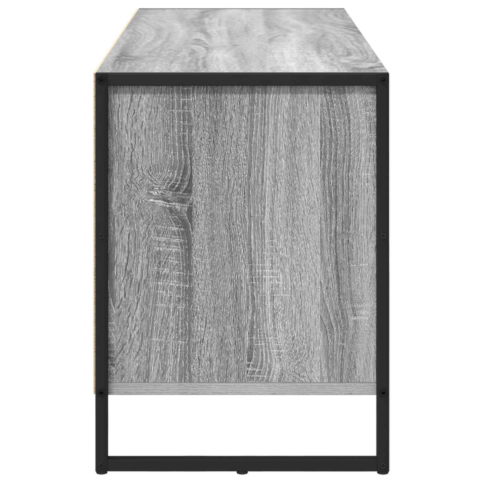 Meble telewizyjne 100 x 36 x 49,5 cm, szary materiał drewnopochodny, konsola medialna z systemem zarządzania kablami i miejscem do przechowywania do salonu, kina domowego
