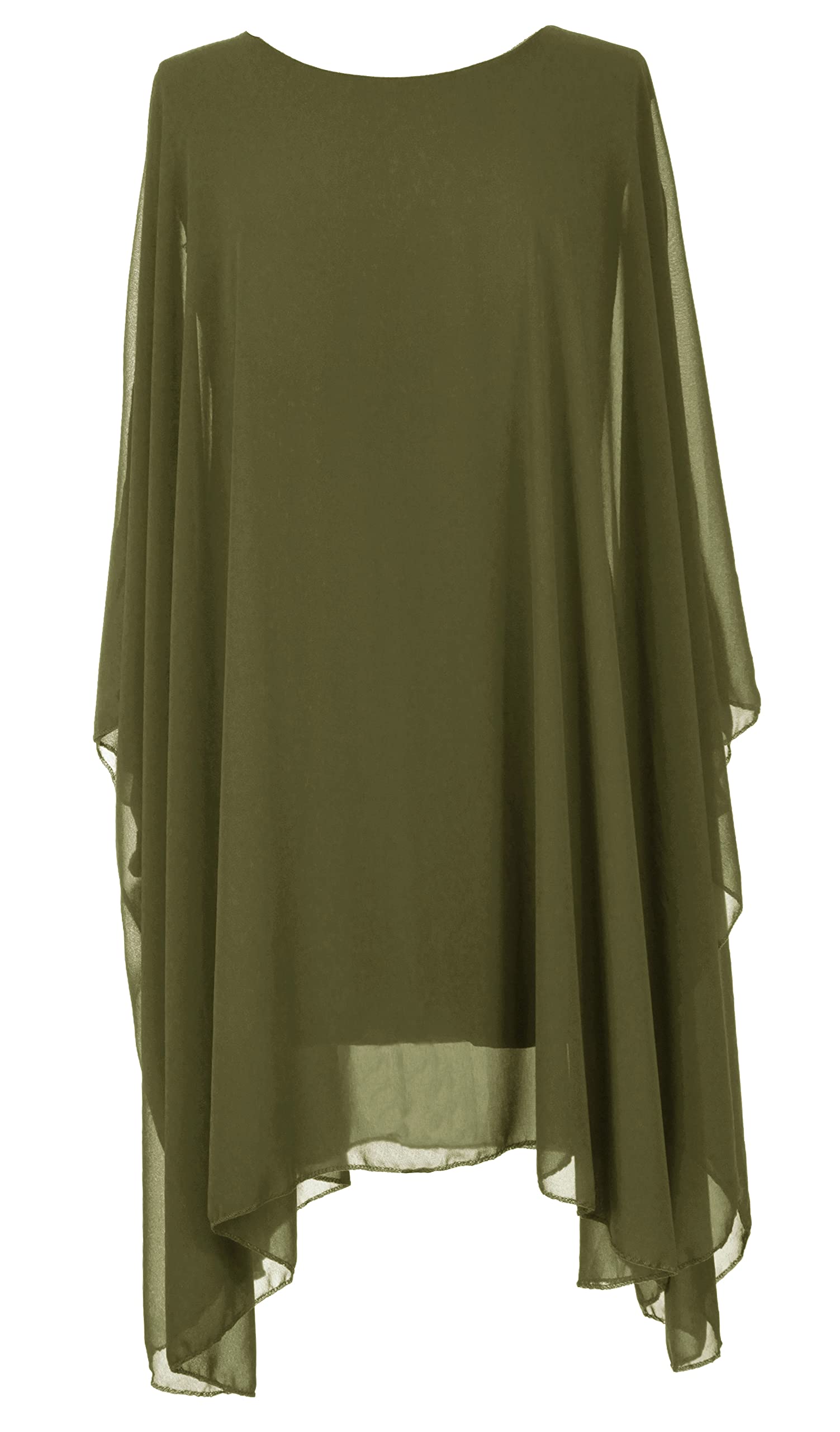 Ladies Womens Italian Lagenlook Batwing Sleeve Flowy Chiffon Kaftan Tunic Top Blouse Dress One Size Plus UK 14-22