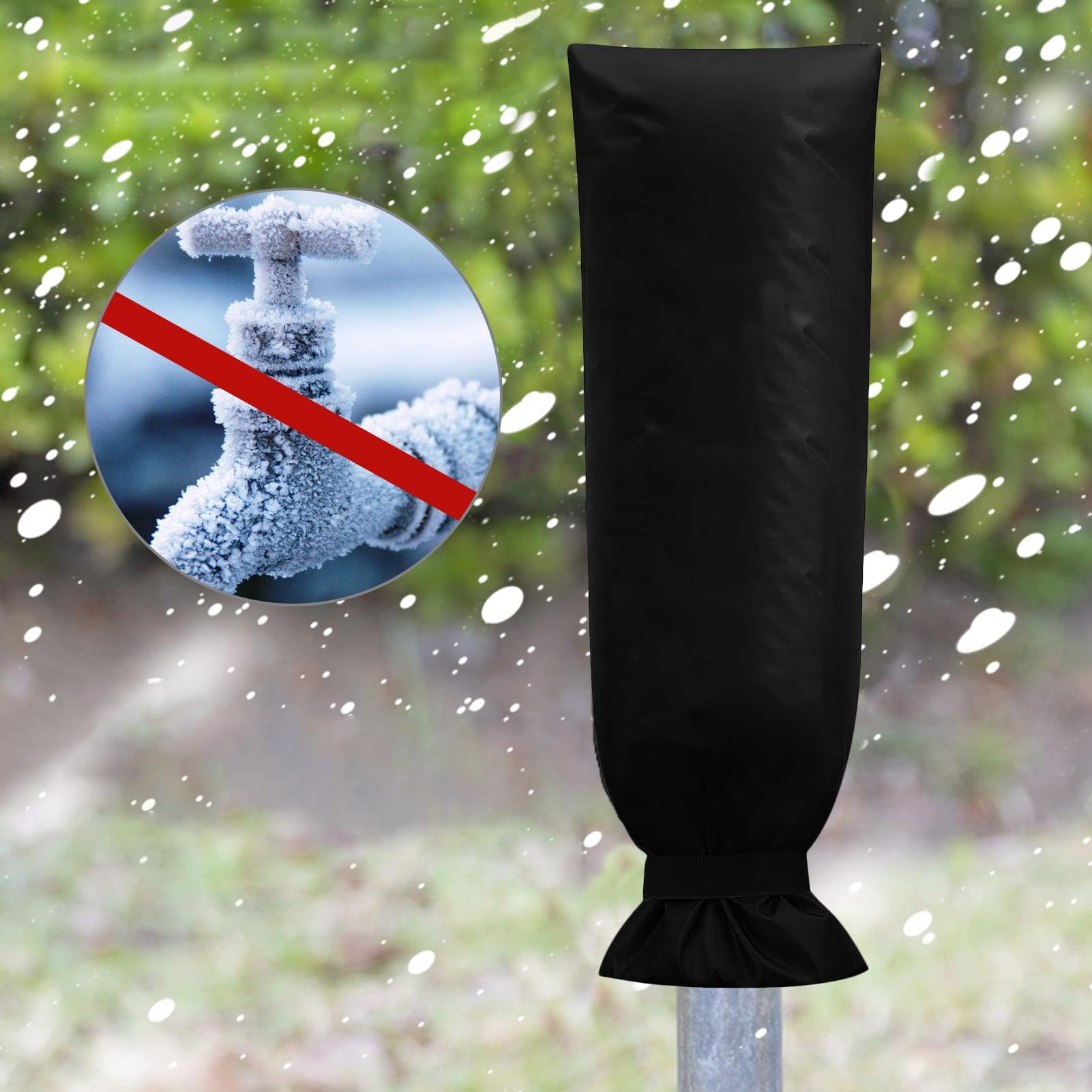 Tap Cover, osłony izolacyjne na zimę, grube okładki, czarne osłony rura na zimę, wodoodporne pokrowce na krany, izolowane pokrowce na rury wodne