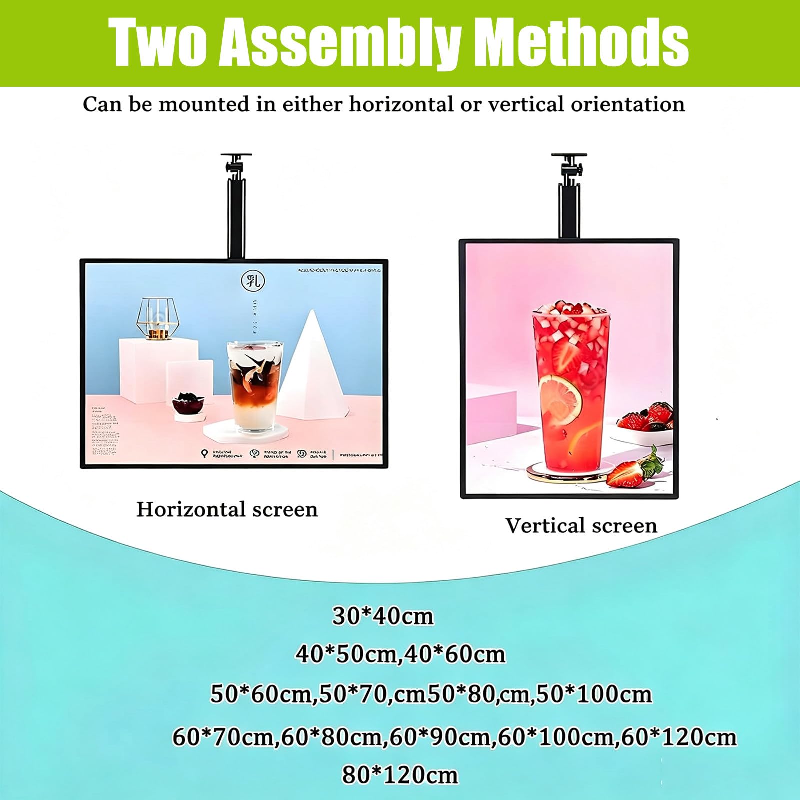 Schermo pubblicitario a LED per ristoranti, menu digitale e display con retroilluminazione, insegna elettronica, pannello TV per pareti in caffè e negozi 3 pezzi - 50x80 cm/19,69x31,50 pollici (3