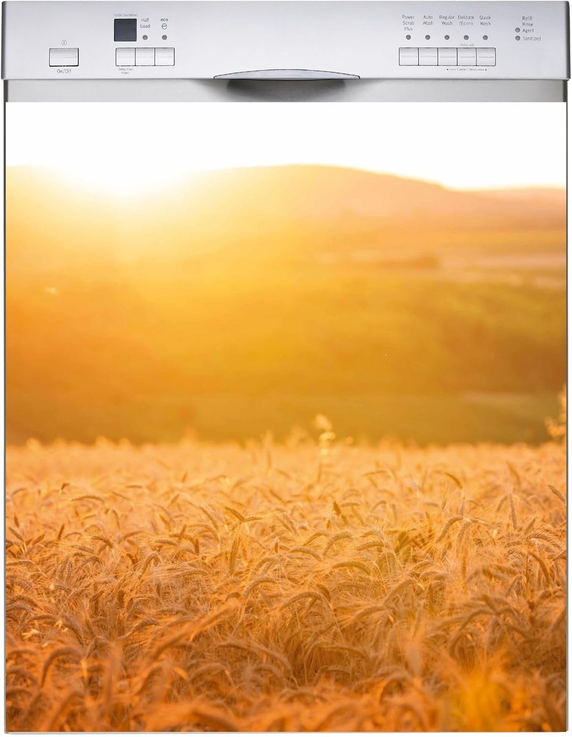 Dishwasher Magnet Cover, Summer Season Rural America, 23x26, Aesthetic Heavy Duty Dishwasher Front Panel Cover, Hides Scratches, Fingerprints, Easy Install Reusable, Premium Vinyl