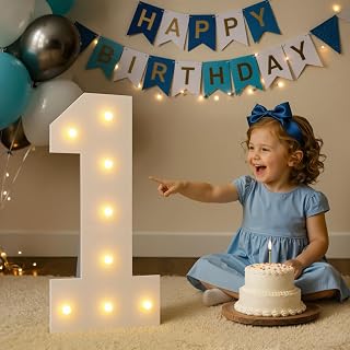 2FT Light Up Numbers 1, FoamBoard DIY for Birthday Party Decorations