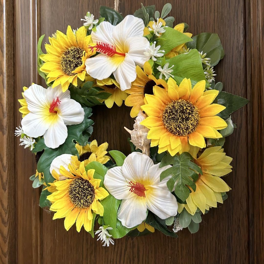 Amazon.co.jp: サマーリース ＊プルメリアとひまわりの夏リース ＊玄関