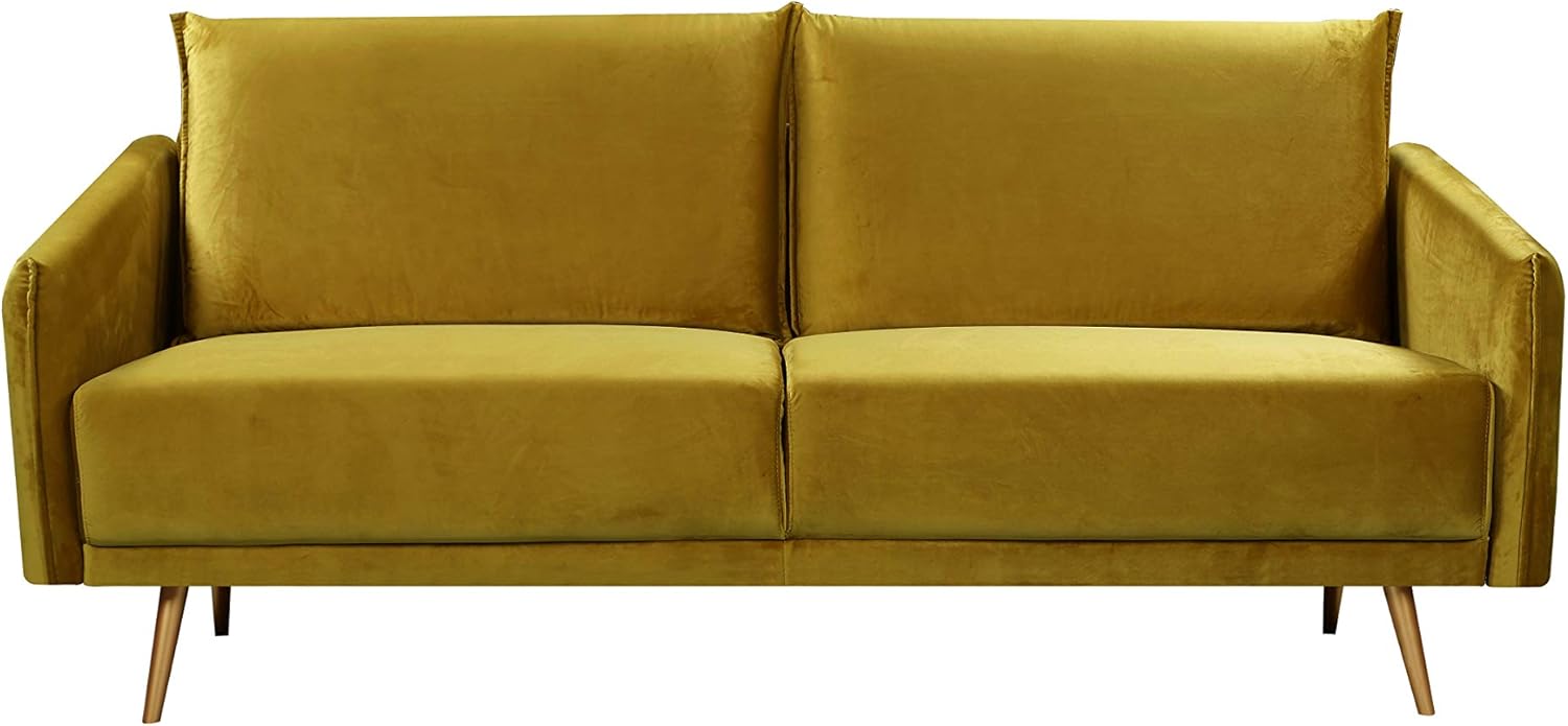 Container Furniture Direct Peterson Ultra Modern Velvet Living Room Sofa, 66.14", Dark Blue