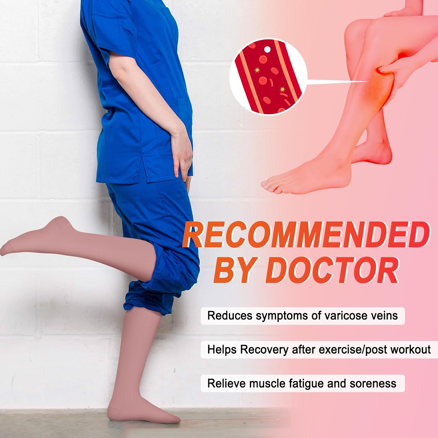4 Pairs Compression Socks for Women Circulation-Best Support for Nurses,Running,Athletic,Travel image 2