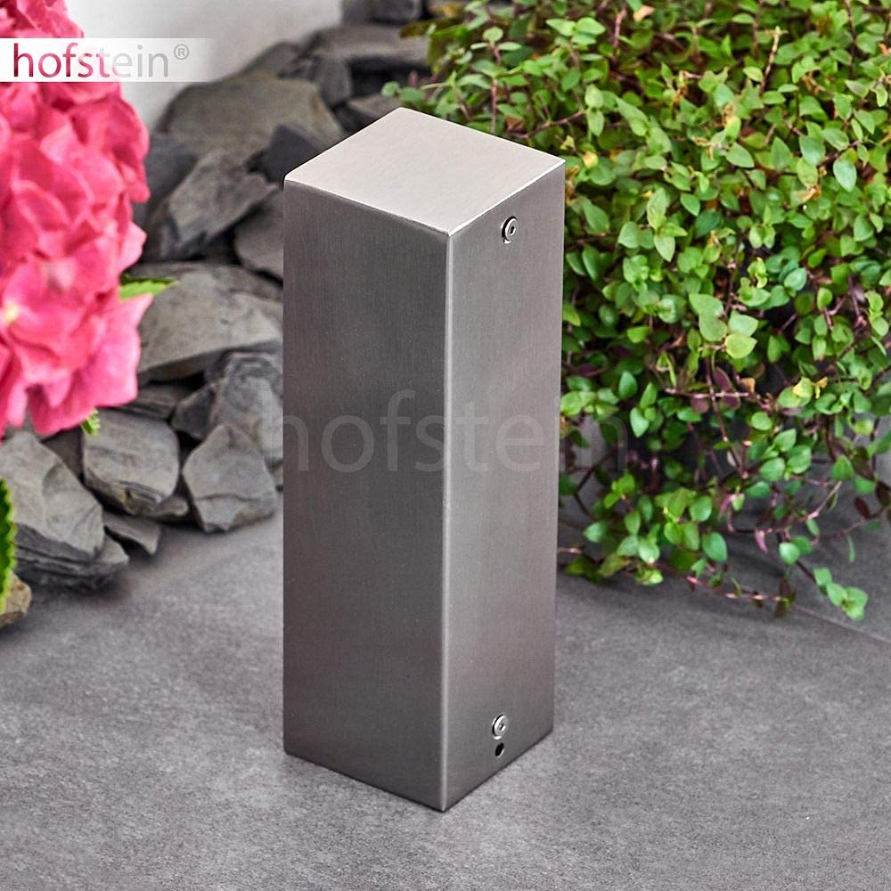 Presa da esterno Abilene, presa da giardino in metallo in acciaio inox/grigio con 2 prese e coperchi incernierati per installazione permanente, presa multipla per uso esterno, IP44