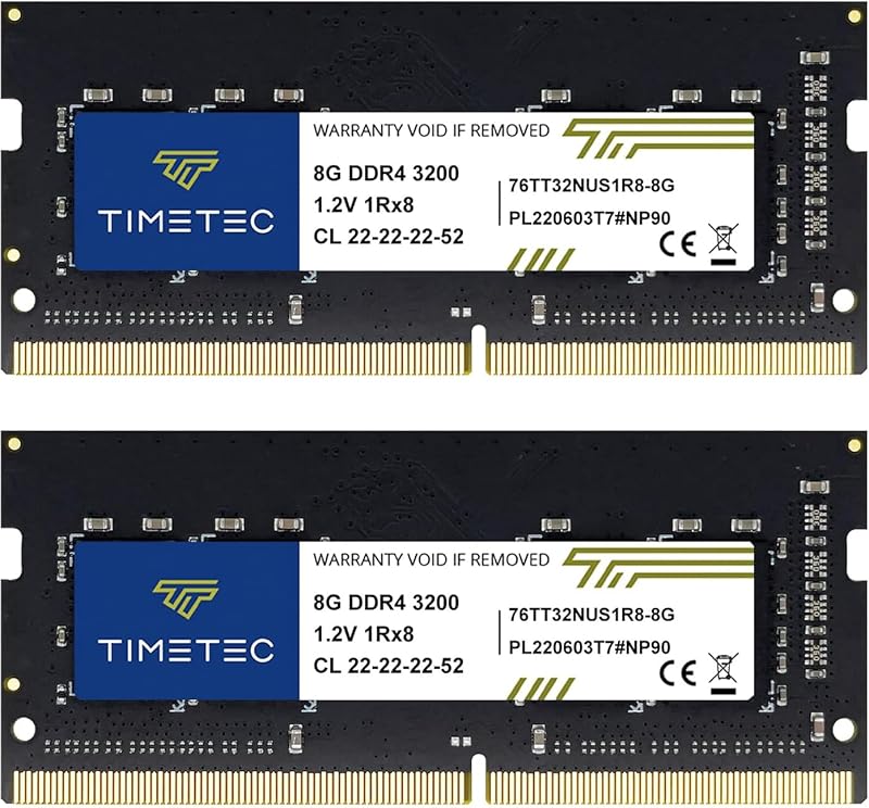 16GB KIT (2x8GB) DDR4 3200MHz (PC4-3200AA) PC4-25600 SODIMM Laptop RAM – 260-Pin 1.2V CL22 Non-ECC Unbuffered Memory Module for Laptop, Notebook, Mini PC, All-in-One