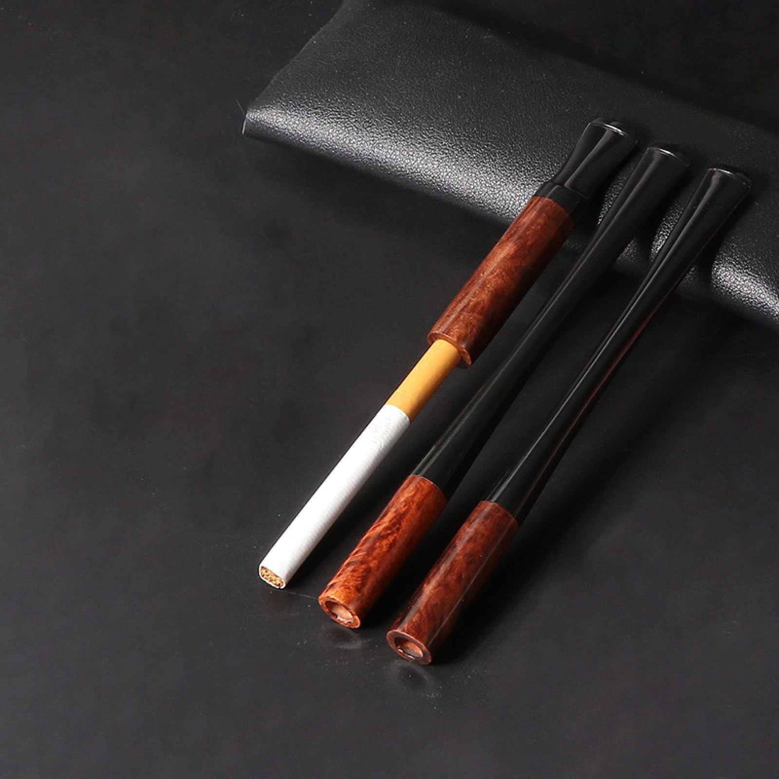 Boquilla cigarrillo madera,Porta cigarrillos hombre,Cigarrillo Filtro de Tabaco de Humo,Filtro de carbón activado de 9 mm，compatible con cigarrillos 7.8mm, con 10 Filtros Gratis.(D)