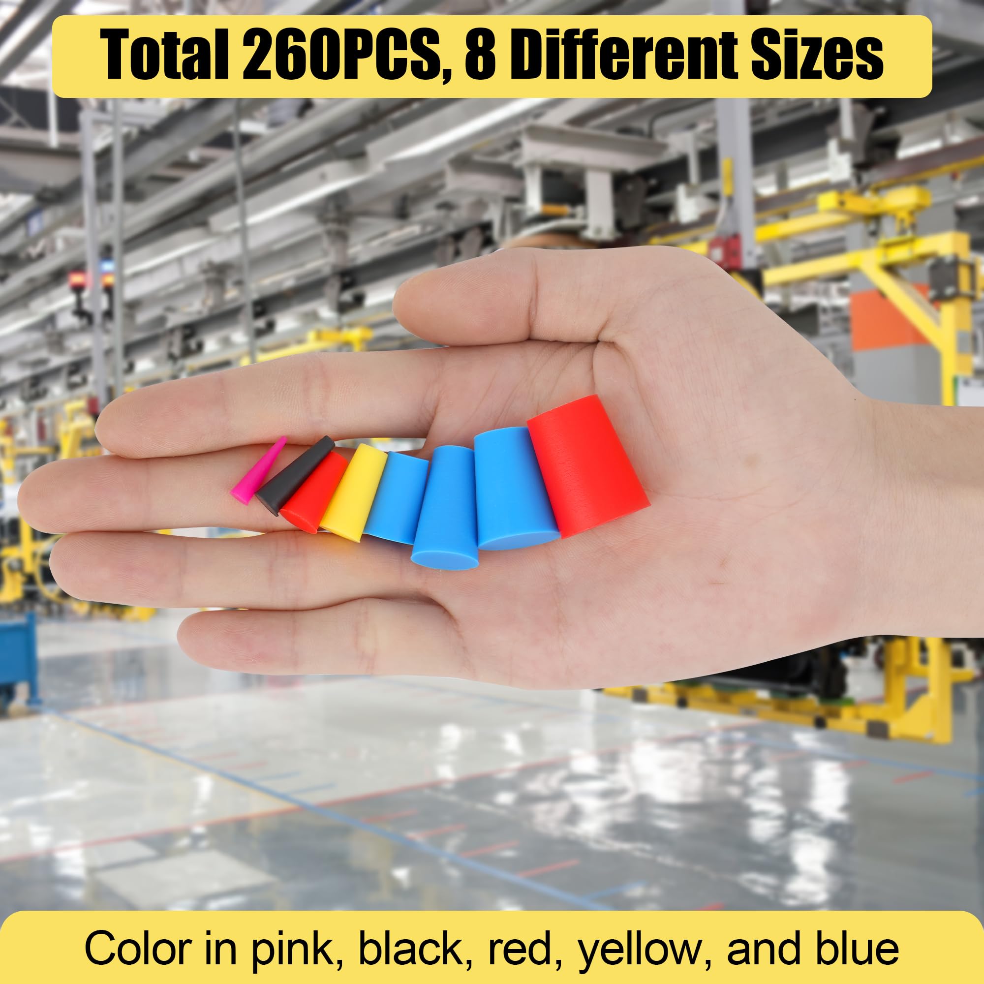 Silicone Rubber Stoppers - 260 Pcs, 8 Sizes -4