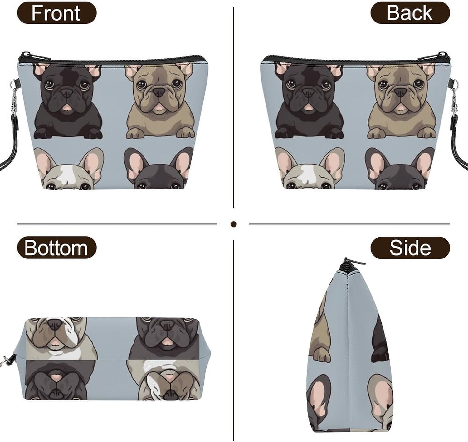 French Bulldog Travel Makeup Bag Large Capacity Toiletry Bag image 3