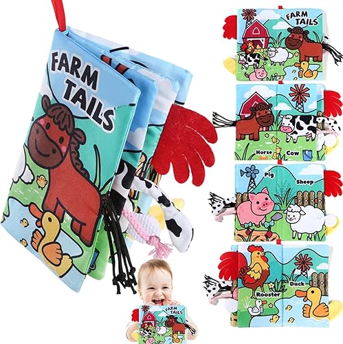 Sensory Baby Books 0-6 to 12 Months, Soft Cloth Crinkle Infant Toy and Car Seat Stroller Toys Stuffed Animals for Babies, Newborn Girl Boy Shower Gifts Bunny 3PCS