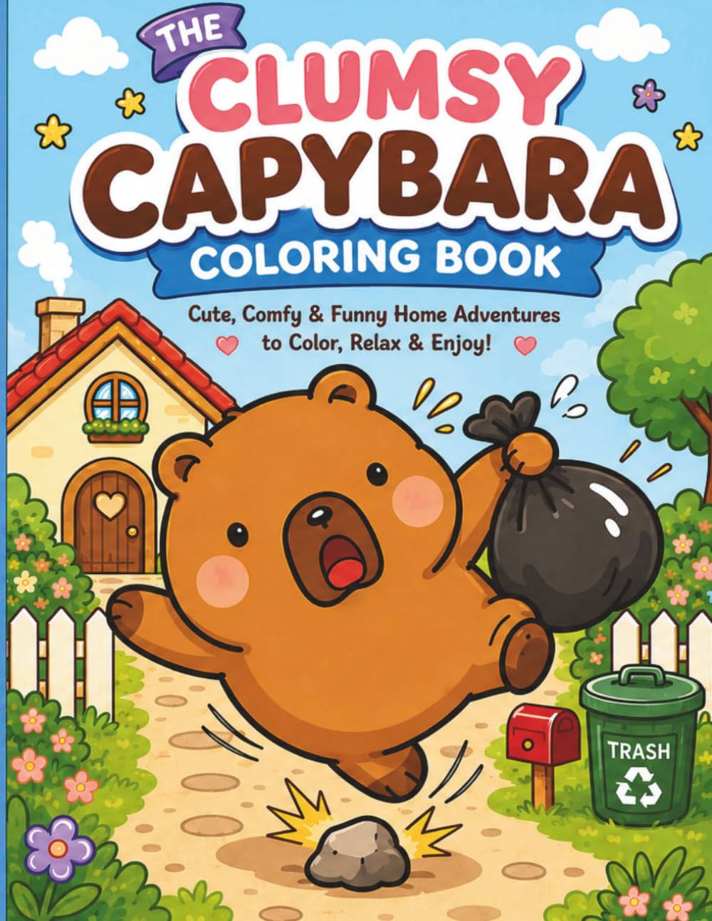 The Clumsy Capybara Coloring Book: Bold, Comfy and Funny Home Adventures to Color, Relax and Enjoy!