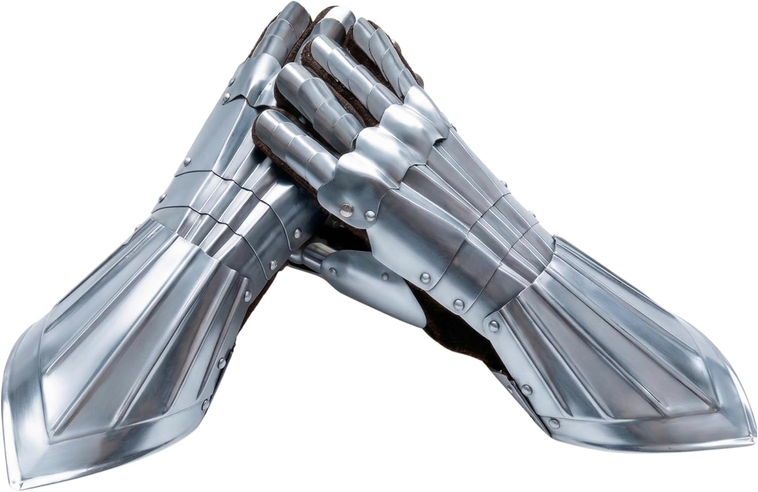 AnNafi® Fantasy Gauntlets | Medieval Gauntlet SCA Armor Gloves Iron | Silver Handmade Fully Functional Armour Steel Glove Pair Warrior Metal Replica For Men | Wearable For Adult Decorations Costumes