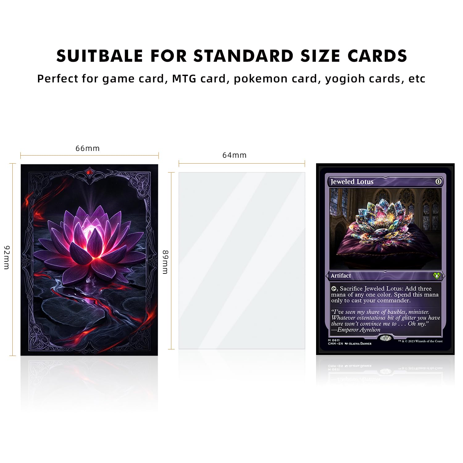 Amazon.com: Katomula 100 MTG Card Sleeves with 100 Inner Sleeves, Textured  Back Art Sleeves, Black Border & Black Inside, Fit Standard Size Cards