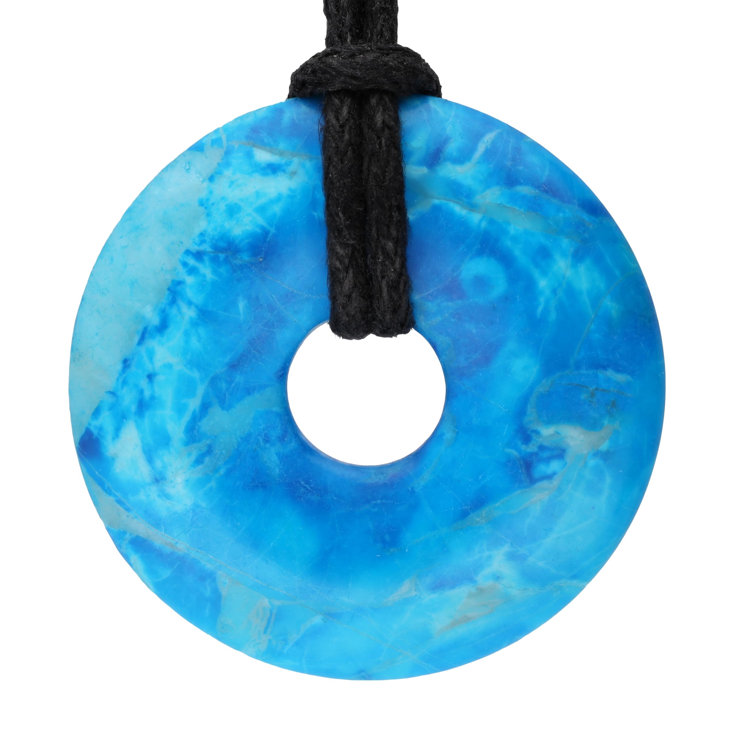 Lebensquelle Plus Edelstein Donut Ø 30 mm + Baumwollband | Naturstein Anhänger Halskette | Echte Heilsteinkette inkl. Band