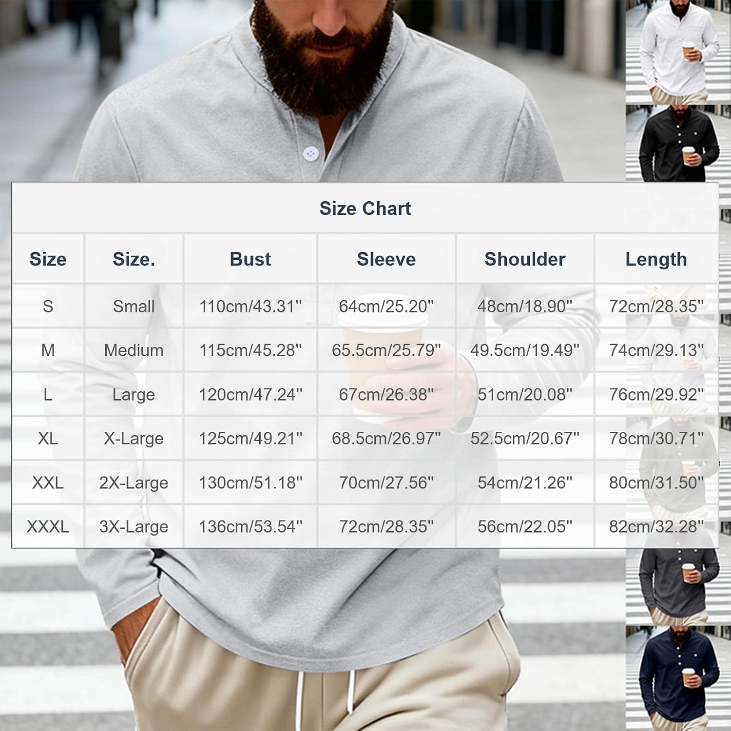 Cambkatl Stand Collar Henley Shirts for Men Loose Long Sleeve Pullover Business Casual Workout Tee Shirt