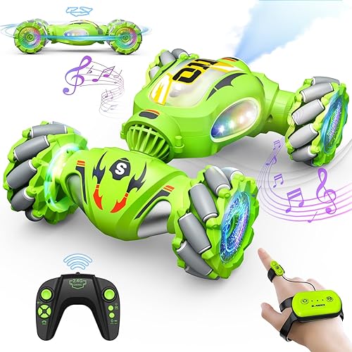 Autos de acrobacias a control remoto, conducción de doble cara, giro de 360 grados, juguete giratorio todo terreno, auto todoterreno con detección