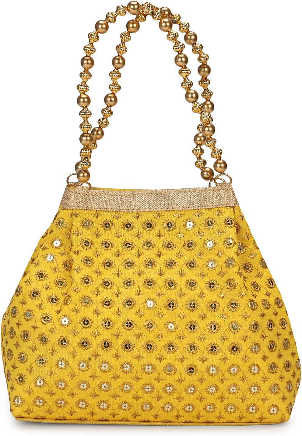 LONGING TO BUY Indian Ethnic Designer Embroidered Silk Potli Bag Batwa Pearls Handle Purse