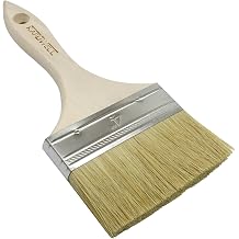 1 Pack Double Thick Chip Paint Brush, Wood Stain Brush Wooden Handle Flat Paintbrush, Versatile Masonry Brush for Painting Walls and Fence Staining 4 Inch