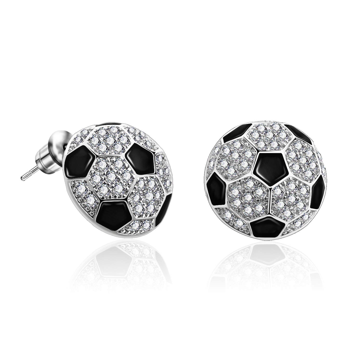 LUREMECZ Rhodium Plated Basketball Football Volleyball Soccer Baseball Sports Studs Earrings for Women (er006282-3) Soccer