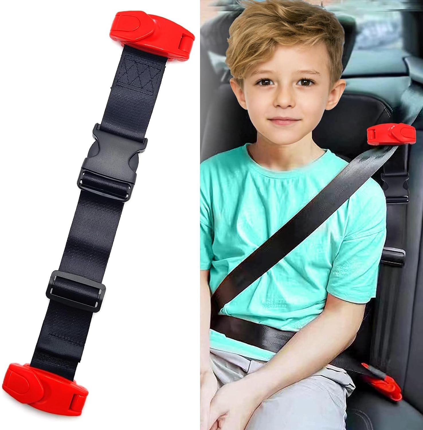 Child Seat Belt Adjusters - Adjustable Seat Belt Positioners with Clips and Positioning Straps, Shoulder and Neck Belt Adjusters to Protect The Comfort and Safety of Children's Shoulders Necks
