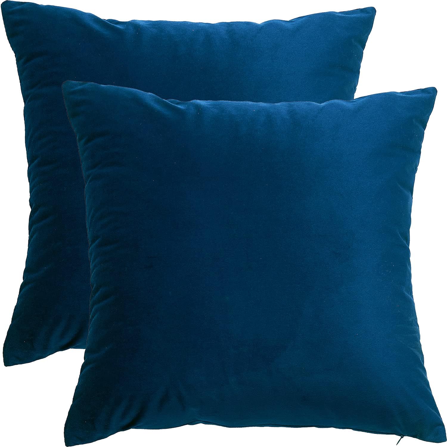 CXTAI 2x Navy Blue Velvet Cushion Covers Decorative Square Throw Pillow Cover Pillowcase 16"x 16"40 x 40cm