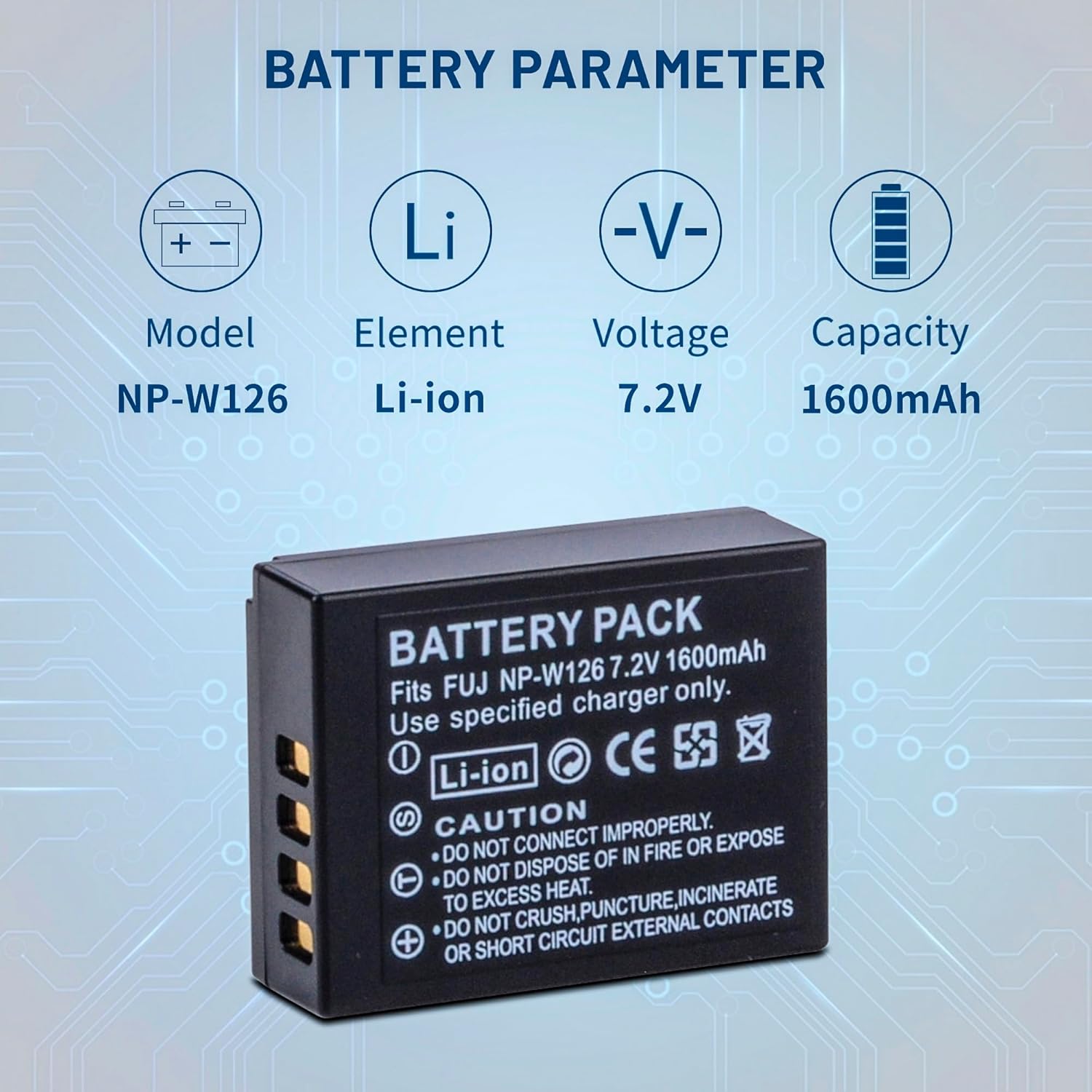 2-Pack 1600mAh NP-W126 NP-W126S Battery with USB-C Dual Charger for Fuji X100F, X100V, X100VI, X100VI, X-S10, X-A5, X-A10, X-E4, X-Pro2, X-Pro3, X-T1, X-T2, X-T3, X-T10, X-T20, X-T30 II, X-T100 - Image 2