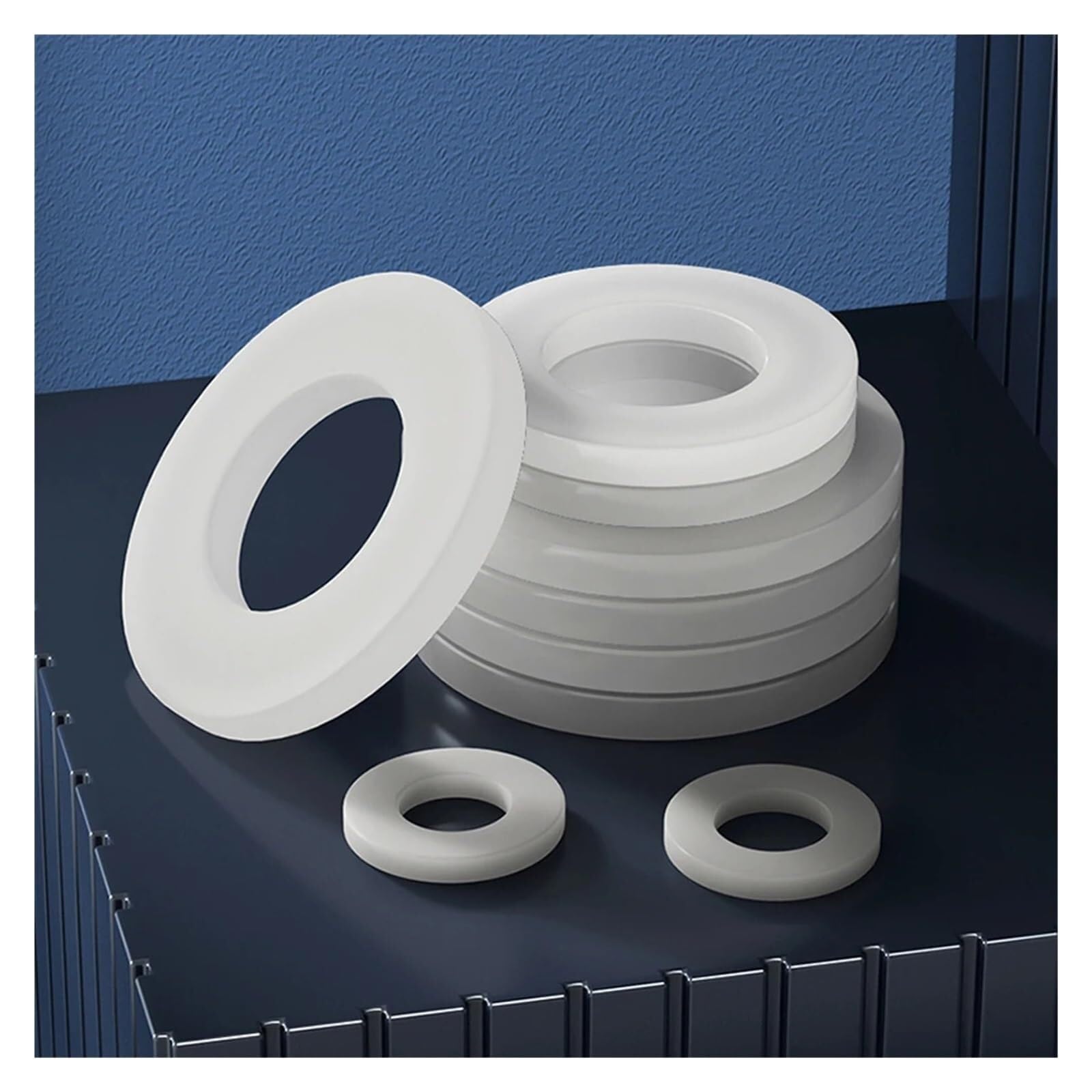 Hardware 10 juntas planas de goma de silicona de 0.079 in de grosor, diámetro exterior de 0.472 in a 1.181 in, juntas tóricas de silicona de grado alimenticio, color blanco, arandelas de sellado, anil