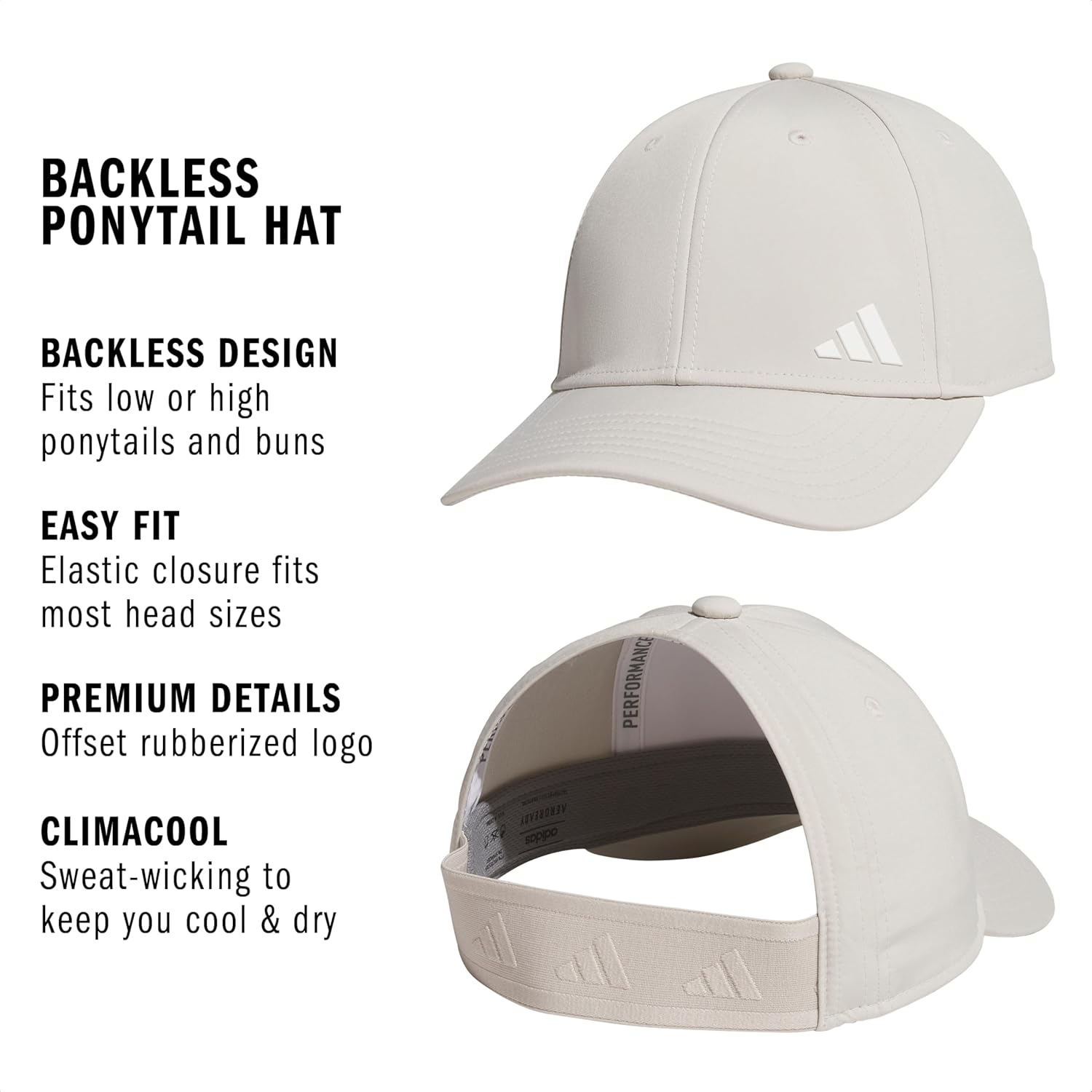 adidas Women's Ponytail Hat – Backless Baseball Cap