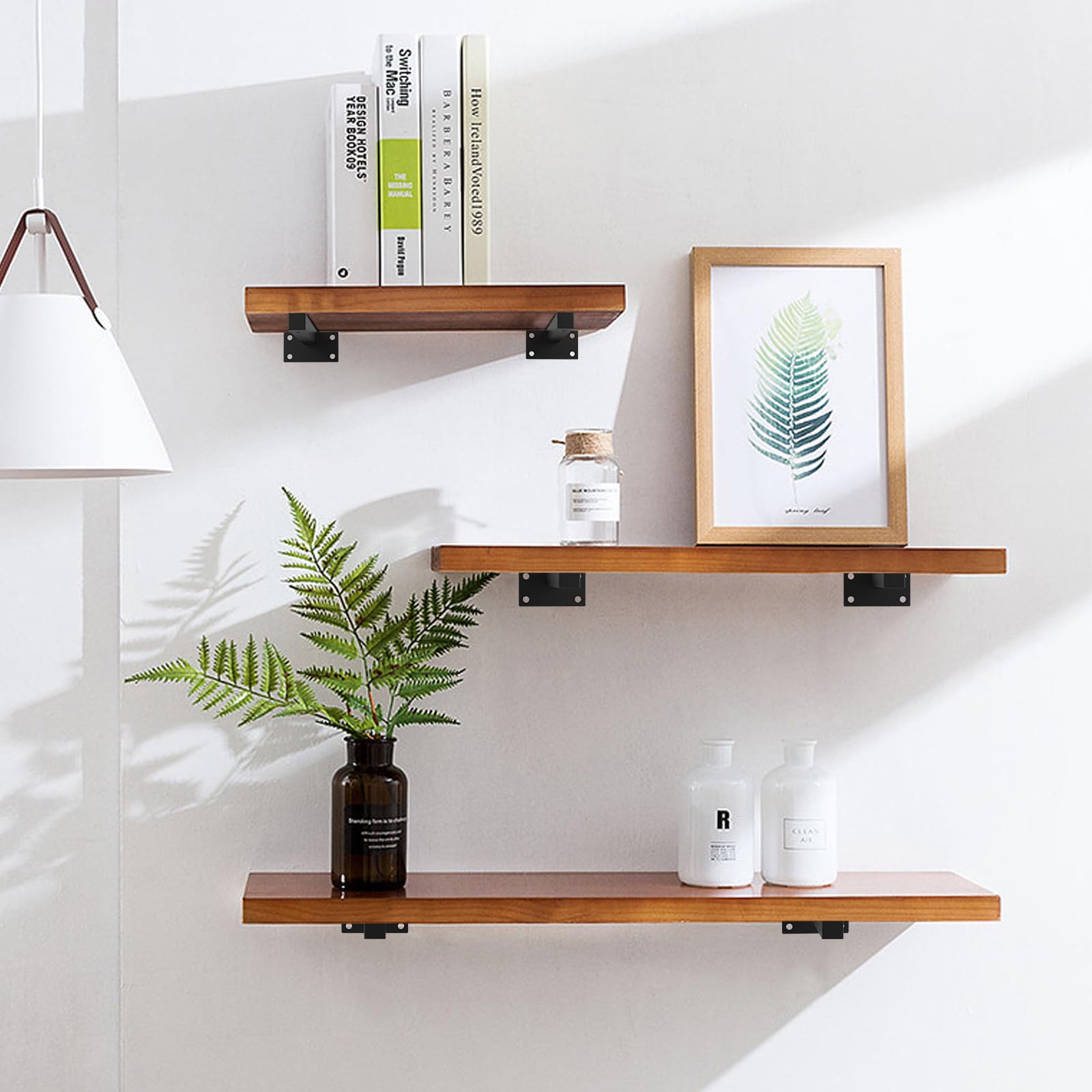 4 Pezzi Staffe Per Mensole Pesanti - Acciaio Nero, Per Scaffali Galleggianti, Portata 90kg, 35cm - Foto 3