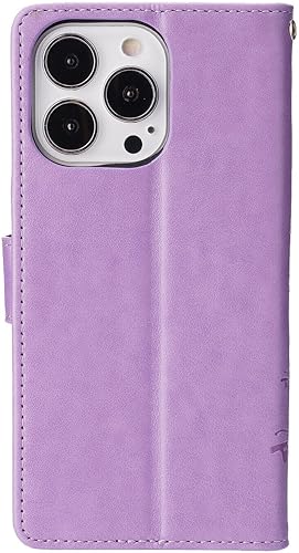 Miniatura 3 de Funda compatible con iPhone 15 Pro Max, delgada, tarjetero pintado de mariposa y flores, función atril, funda protectora duradera de piel sintética