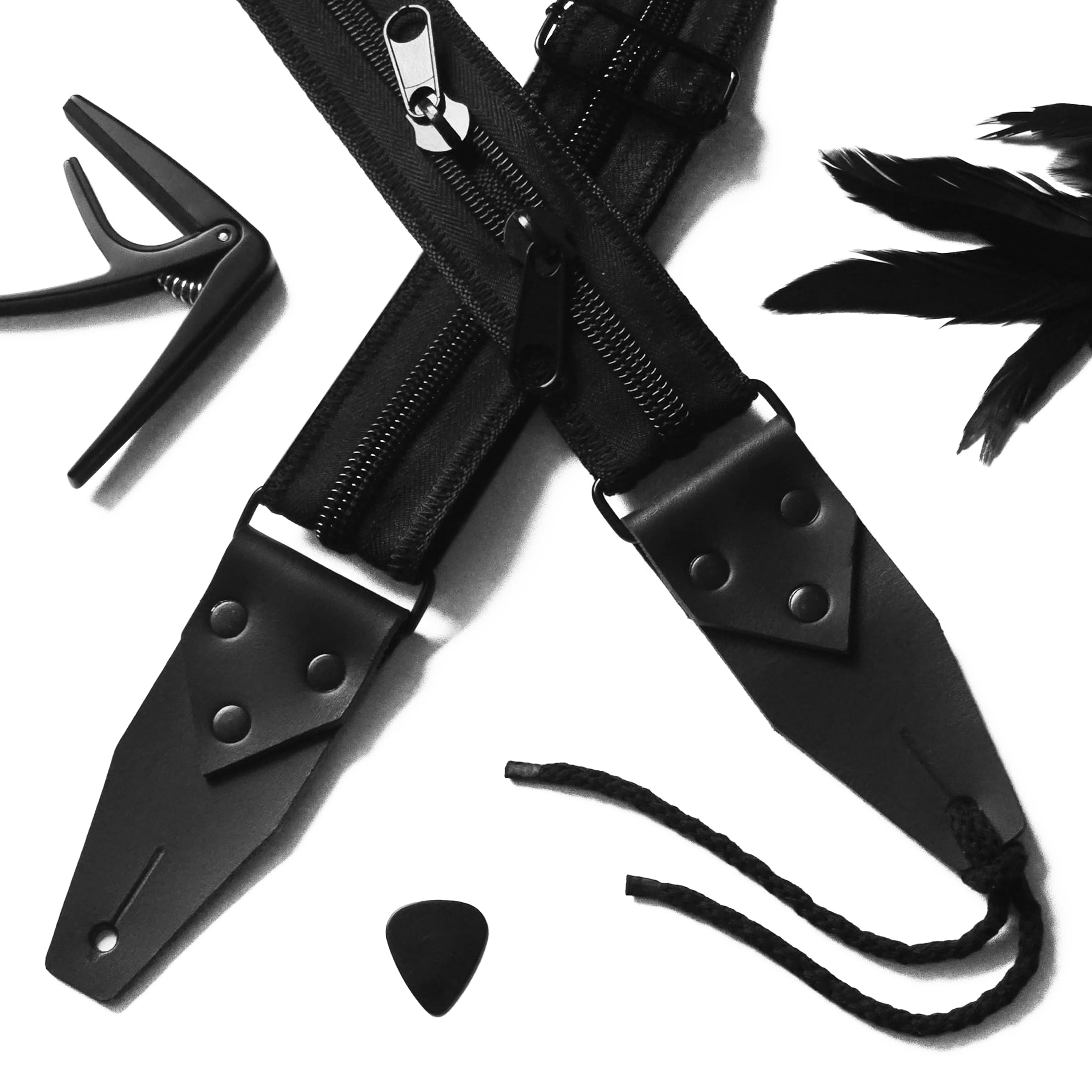 BigBo Ultra Black tracolla per chitarra, Rock, Gotico, Tracolla per cerniera, Tracolla in metallo pesante, Rock gear