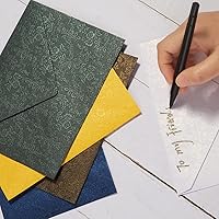 Vista 4 de 50 Piezas Sobres A7 de 5 x 7 pulgadas, verde oscuro, patrón de flores, sobres de correo de lujo con calcomanías doradas para invitaciones, bodas