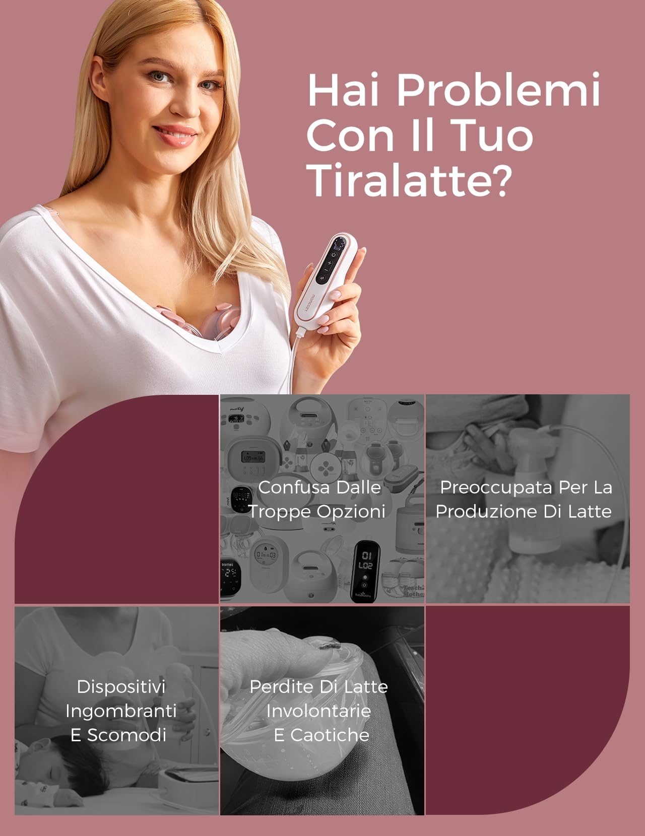 Momcozy Tiralatte Elettrico V2 Pro Ultra-Leggero e Portatile: Design a Mani Libere con Flangia DoubleFit Integrata | 3 Modalità, 9 Livelli | Silenzioso e Anti-Perdite | Misure 17/19/21/24mm