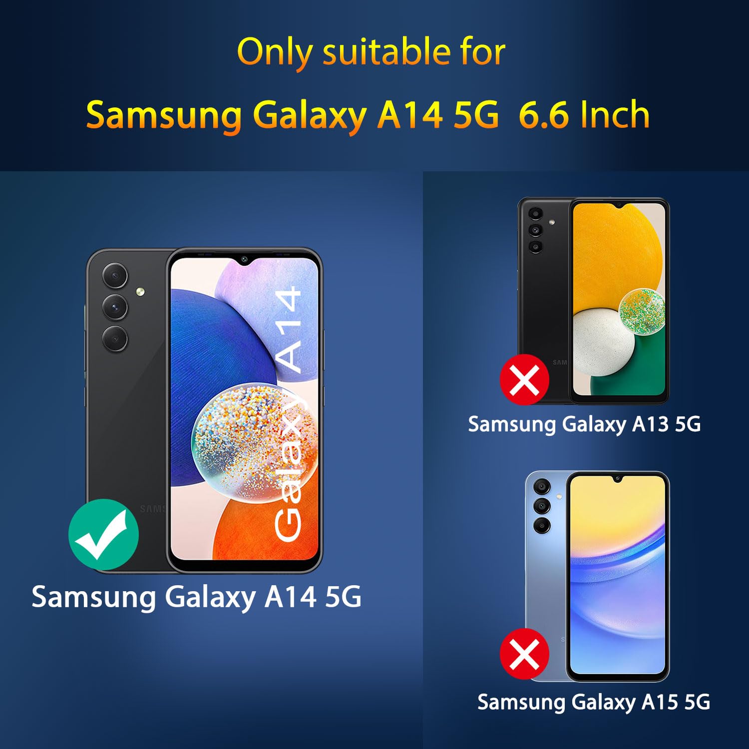 QsmQam 3 Pezzi Vetro Temperato per Samsung Galaxy A14 4G / 5G e 3 Pezzi Pellicola Fotocamera, Pellicola Prottetiva Anti Graffio, Durezza 9H, Senza Bolle, Vetro Protettivo per Samsung A14 4G/5G