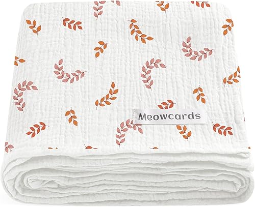 Miniatura 8 de meowcards Mantas envolventes de muselina para bebé, unisex, esenciales para bebés, niños y niñas, grande de 47 x 47 pulgadas, mantas de recepción de