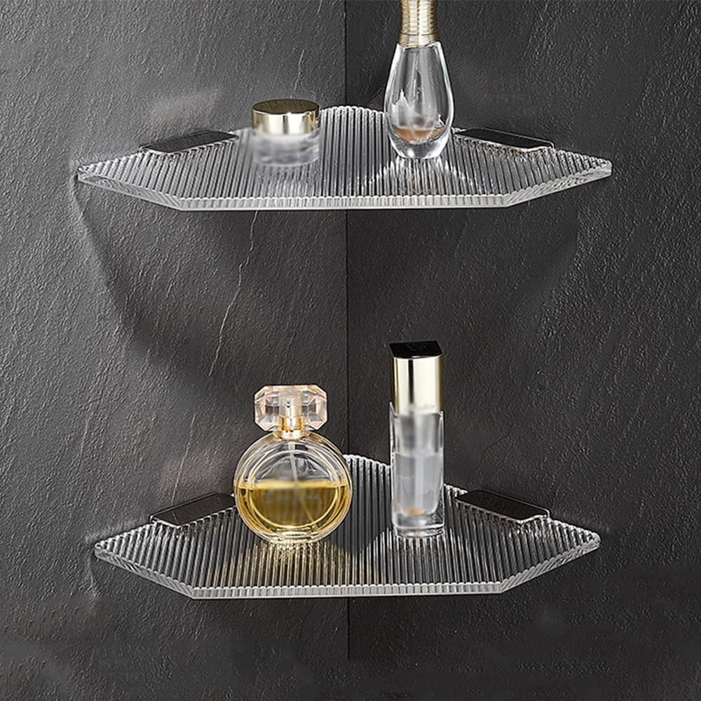 ZerHoc Shower Shelf Corner Corner Shower Caddy Shower Shelf Racks Acrylic Triangle Shelf Bathroom Shower Shelf Wall-Mounted Bathroom
