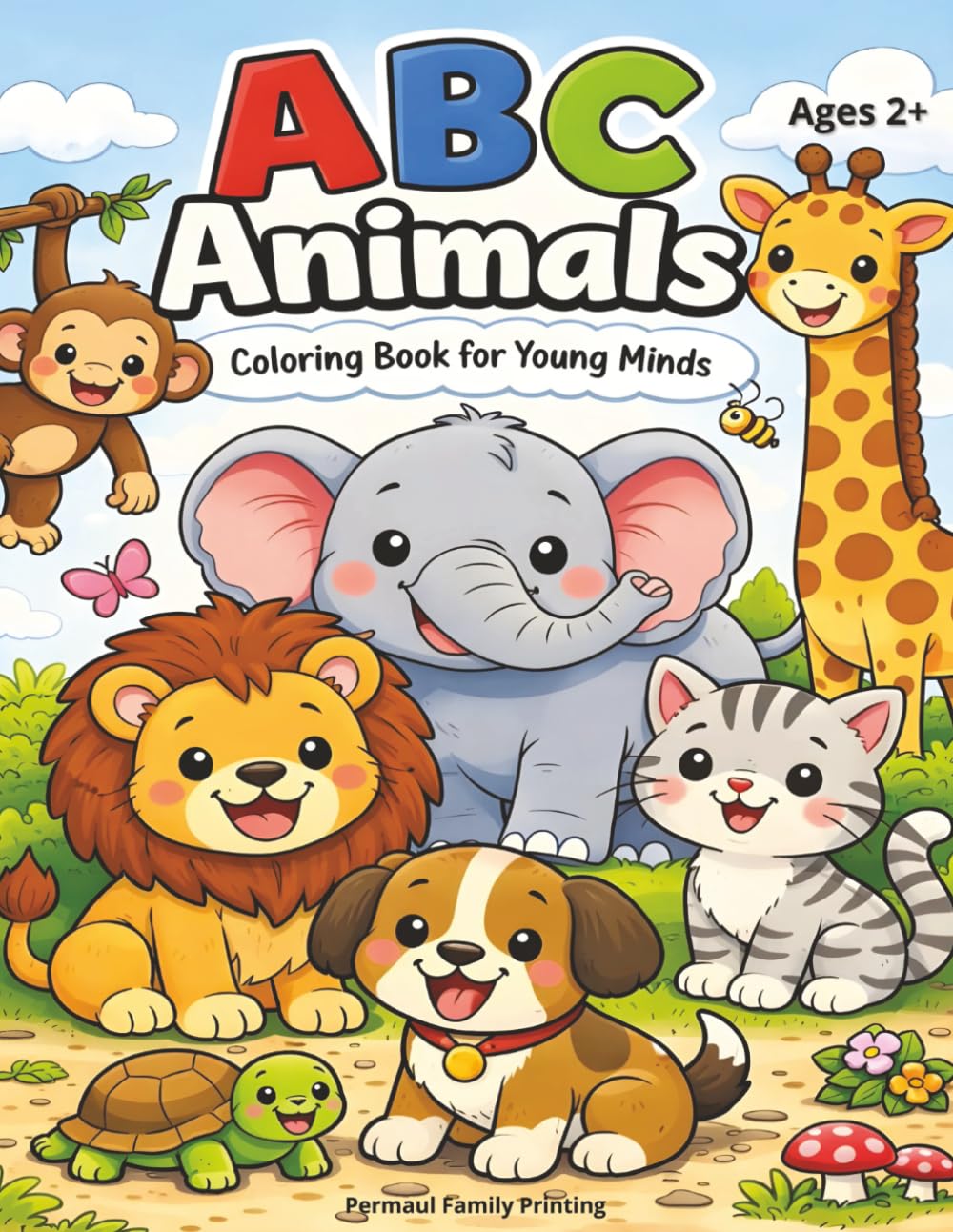 ABC Animals Coloring Book for Young Minds: Ages 2+ | Animal Theme Coloring Book for Children