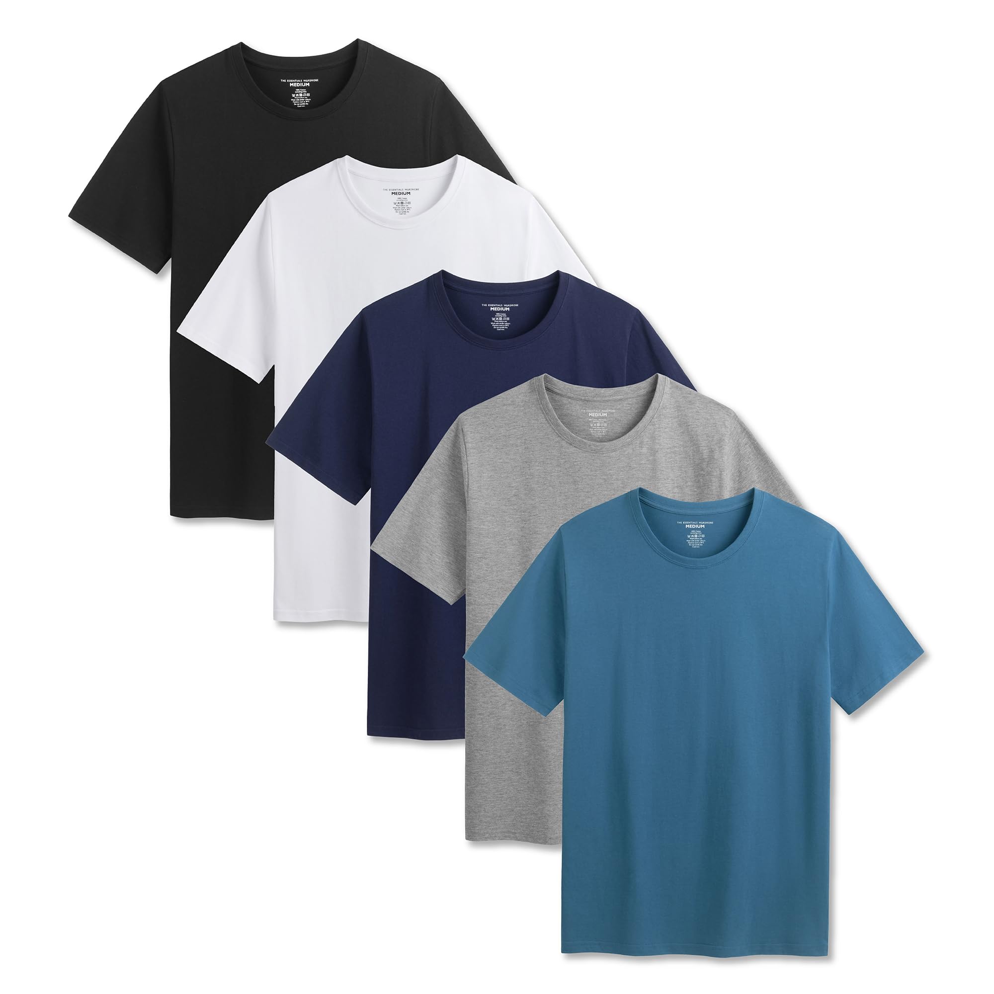 The Essentials Wardrobe Mens TEW 5 Pack T- Shirt - Classic - Medium