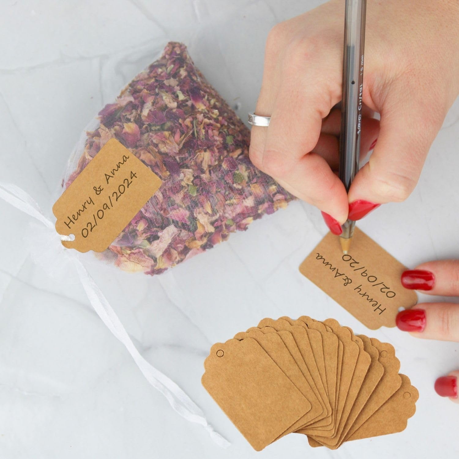 CULTIVEA Vassoio 36 sacchetti fiori secchi naturali Rose Decorazione matrimonio Coriandoli Petali rosa essiccati