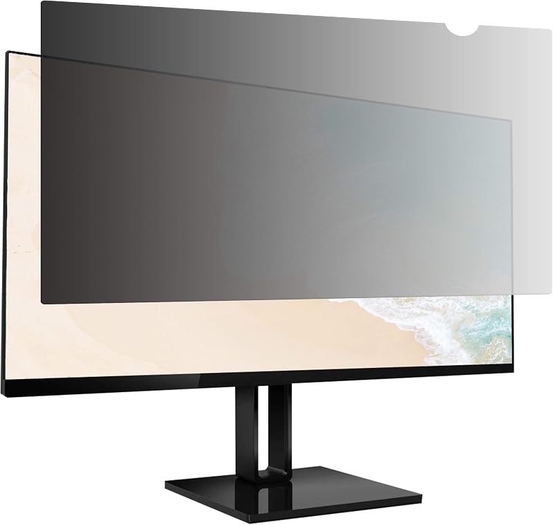 Amazon Basics Filtro de pantalla de privacidad para monitor panorámico 16:9 de 24 pulgadas, antideslumbrante, filtro de luz azul, antiarañazos, fácil instalación, extraíble, protección ocular (20,94 x 11,79 pulgadas)